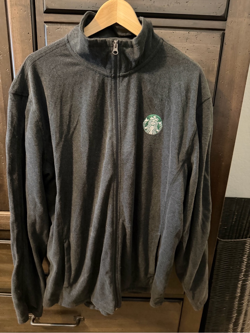 Starbucks Men's Dark Gray Full-Zip Fleece with Green Logo 2XL